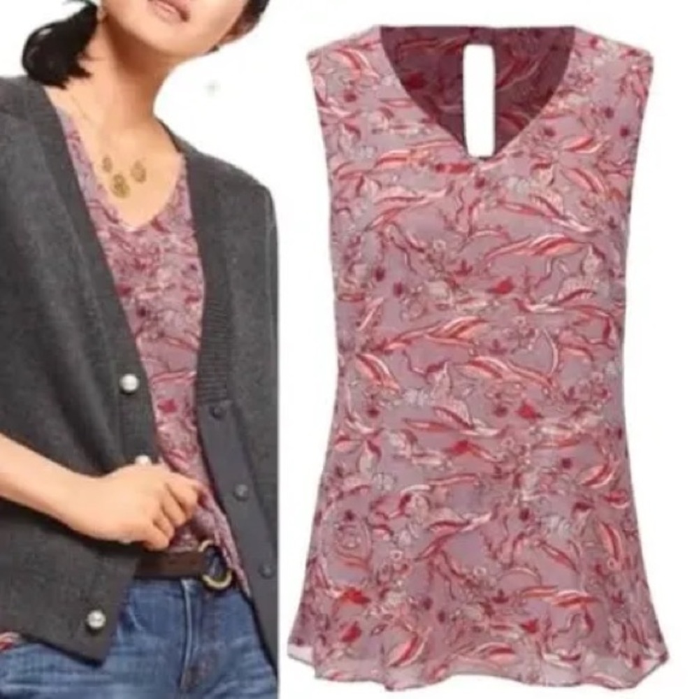 Floral Sleeveless Top - Pink “Good Luck” Blouse Cabi